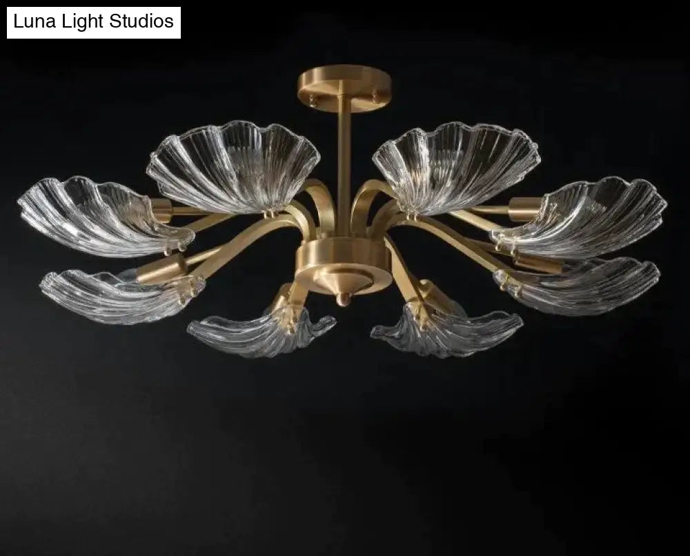 Luxury Modern Living Room Shell Copper Ceiling Lamp