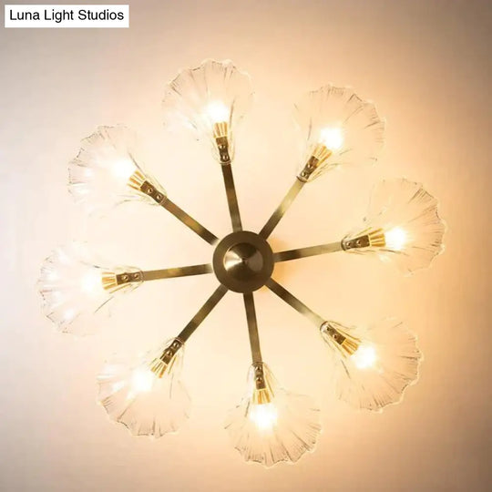 Luxury Modern Living Room Shell Copper Ceiling Lamp