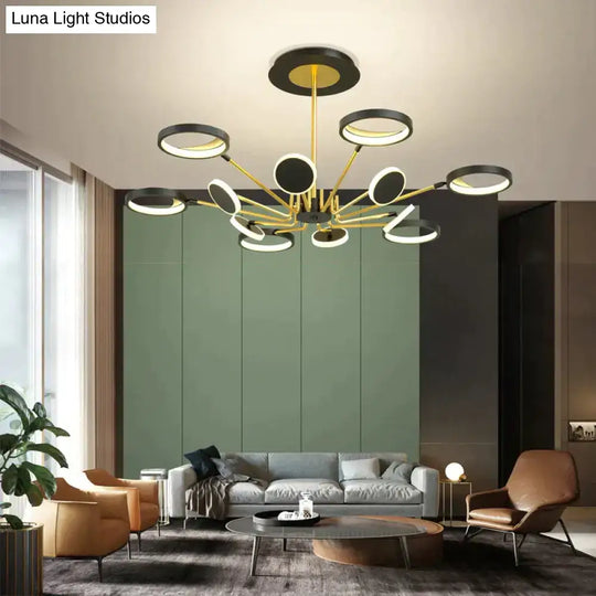 Luxury Simple Modern Living Room Ceiling Lamp Light Black 6 58W / White Light