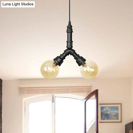 Maasym - Antiqued 2/3/4-Bulb Chandelier Coffee House Led Ceiling Pendant Light With Sphere Amber