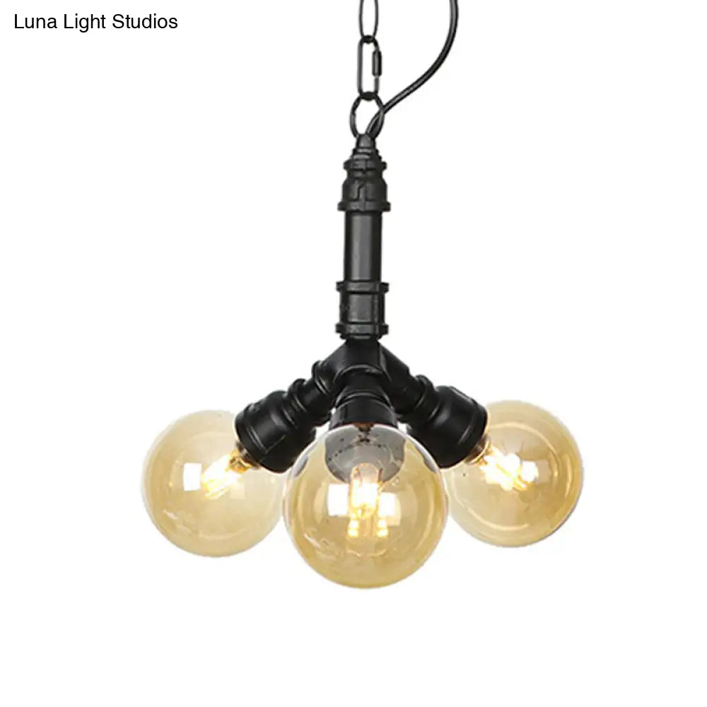 Maasym - Antiqued 2/3/4-Bulb Chandelier Coffee House Led Ceiling Pendant Light With Sphere Amber