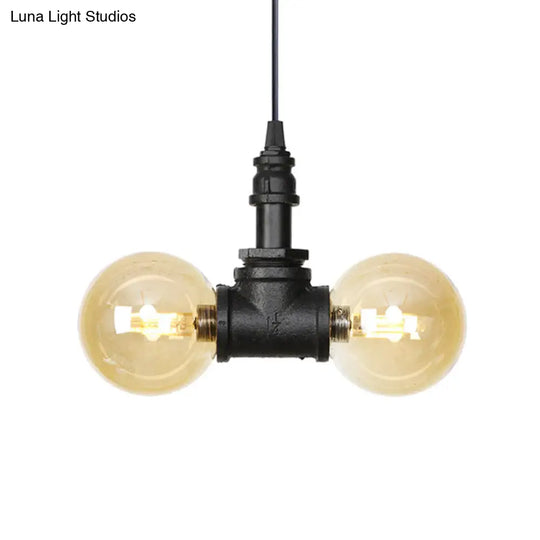 Maasym - Antiqued 2/3/4-Bulb Chandelier Coffee House Led Ceiling Pendant Light With Sphere Amber