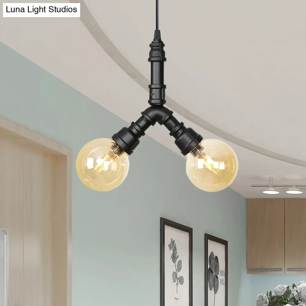 Maasym - Antiqued 2/3/4-Bulb Chandelier Coffee House Led Ceiling Pendant Light With Sphere Amber