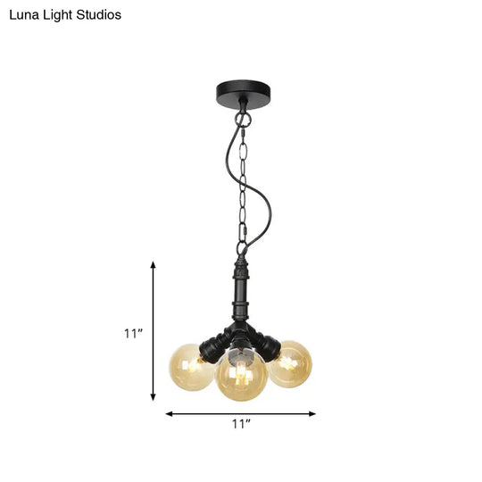 Maasym - Antiqued 2/3/4-Bulb Chandelier Coffee House Led Ceiling Pendant Light With Sphere Amber