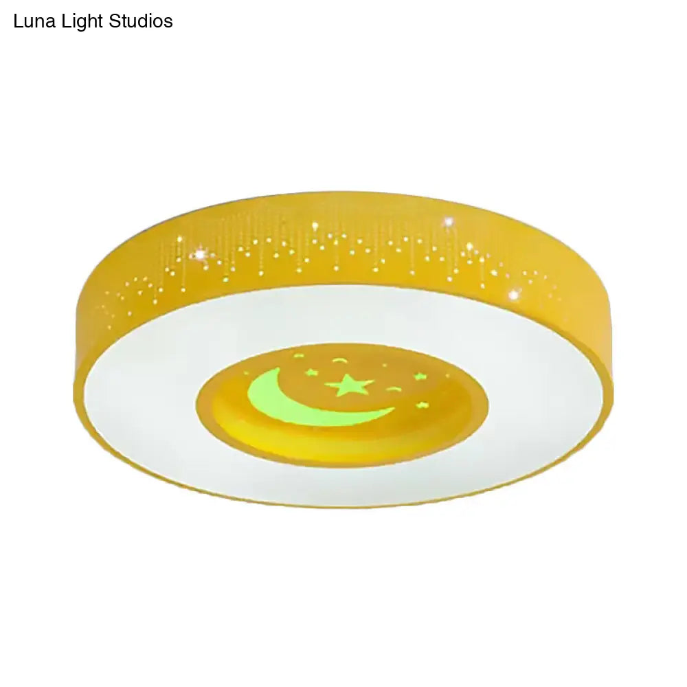 Macaron Acrylic Led Ceiling Lamp - Blue/Yellow/Green 16/19.5/23.5 Round Flush Mount Bedroom Lighting