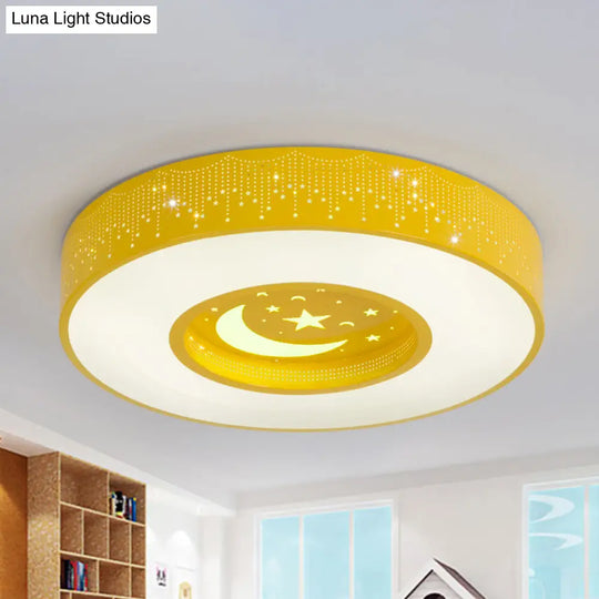 Macaron Acrylic Led Ceiling Lamp - Blue/Yellow/Green 16’/19.5’/23.5’ Round Flush Mount