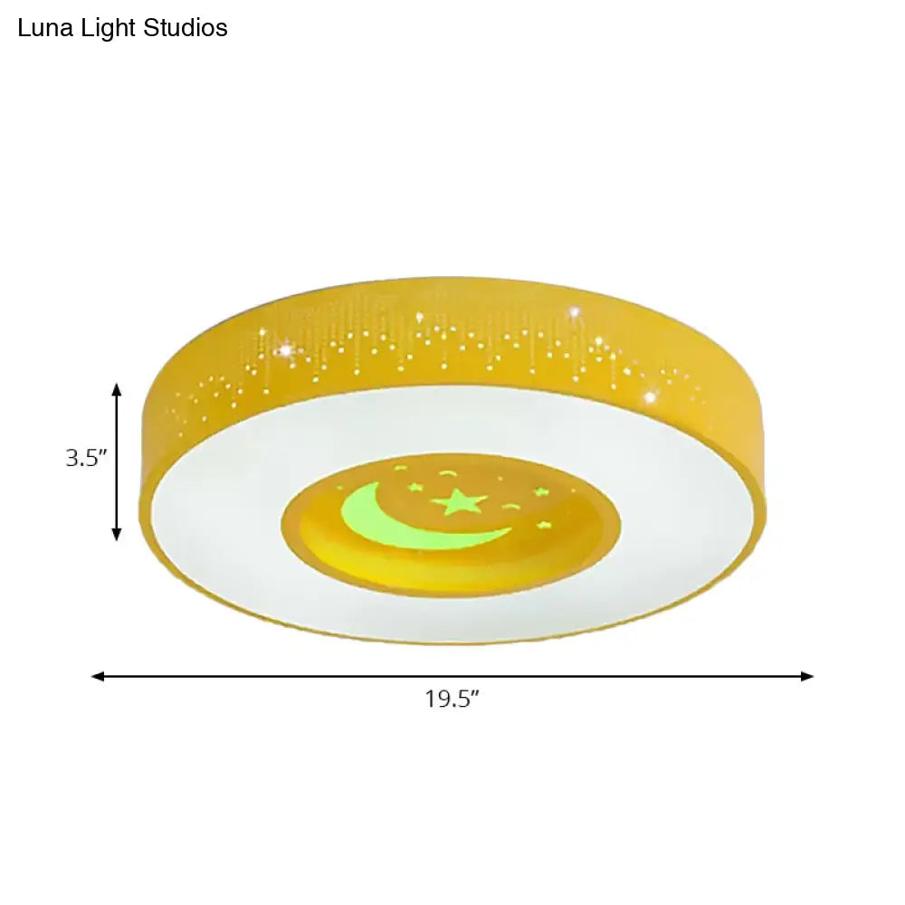 Macaron Acrylic Led Ceiling Lamp - Blue/Yellow/Green 16’/19.5’/23.5’ Round Flush Mount