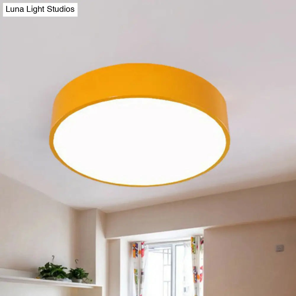 Macaron Acrylic Led Flush Mount Ceiling Light - Kindergarten-Friendly Yellow / 16