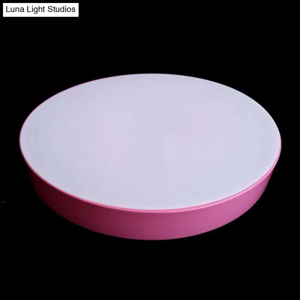 Macaron Acrylic Led Flush Mount Ceiling Light - Kindergarten-Friendly Pink / 16