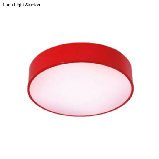 Macaron Acrylic Led Flush Mount Ceiling Light - Kindergarten-Friendly Red / 16