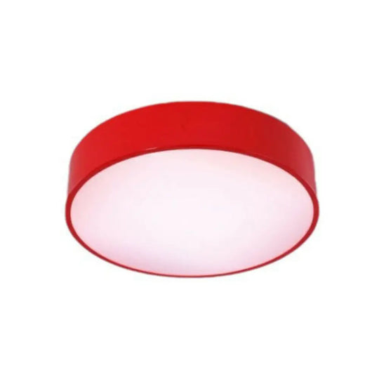 Macaron Acrylic Led Flush Mount Ceiling Light - Kindergarten - Friendly Red / 16’