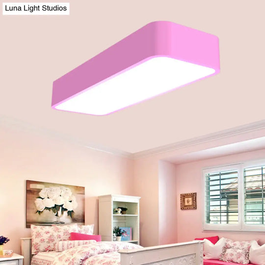 Macaron Acrylic Led Flush Mount Light: Bright & Colorful Ceiling Lighting For Kindergarten Pink