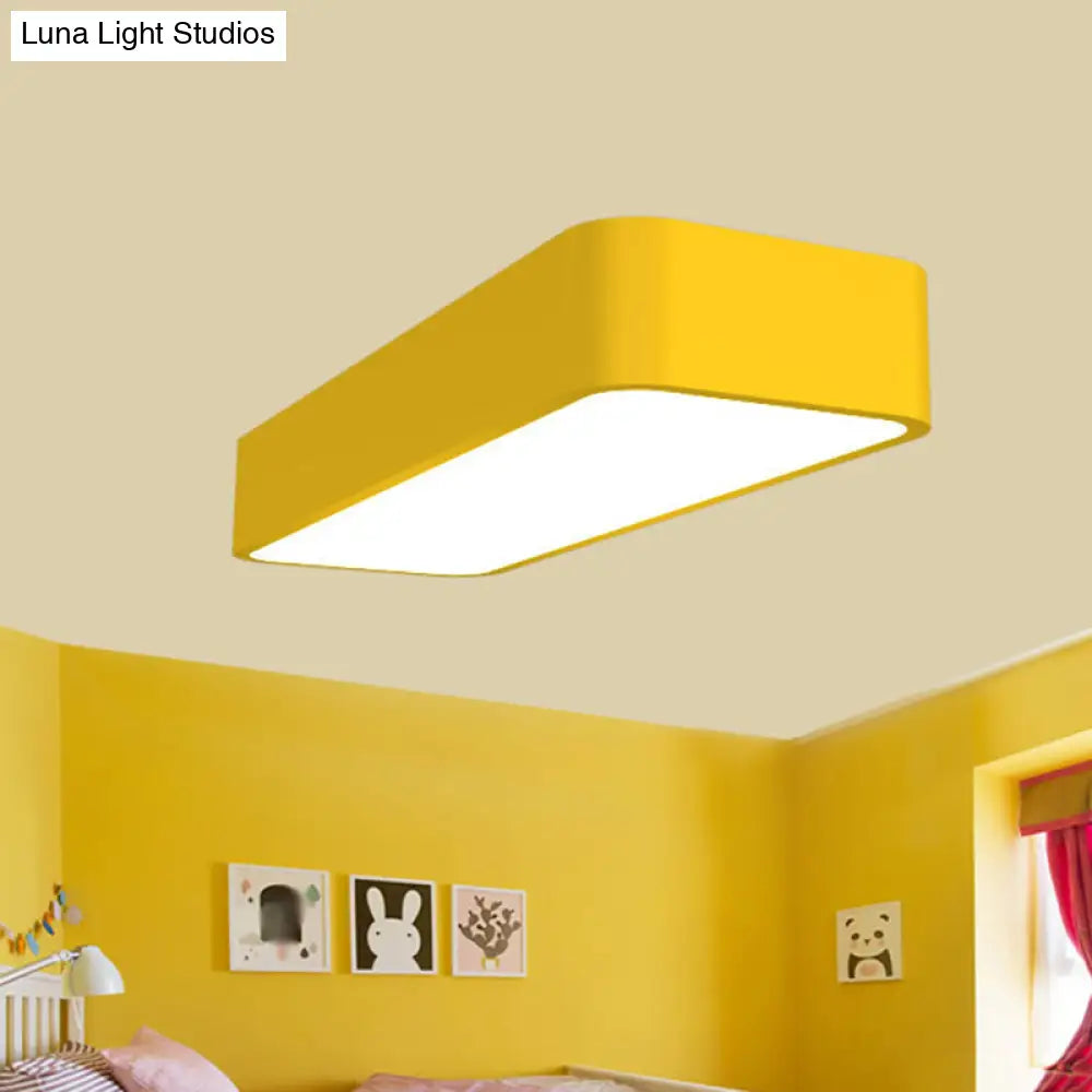Macaron Acrylic Led Flush Mount Light: Bright & Colorful Ceiling Lighting For Kindergarten Yellow