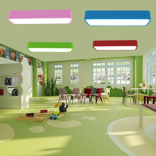 Macaron Acrylic Led Flush Mount Light: Bright & Colorful Ceiling Lighting For Kindergarten Green