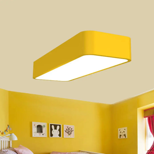 Macaron Acrylic Led Flush Mount Light: Bright & Colorful Ceiling Lighting For Kindergarten Yellow
