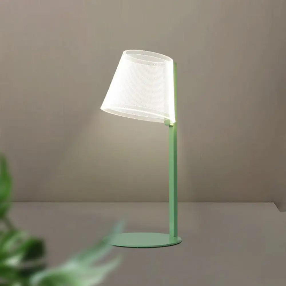 Macaron Acrylic Tapered Shade Table Lamp - Led Nightstand Lighting For Kids Bedroom Green