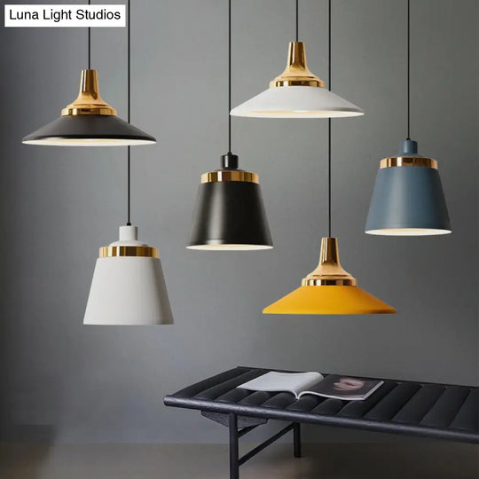 Macaron Aluminum Conical Pendant Light Fixture-1 Black/White Ceiling Lamp