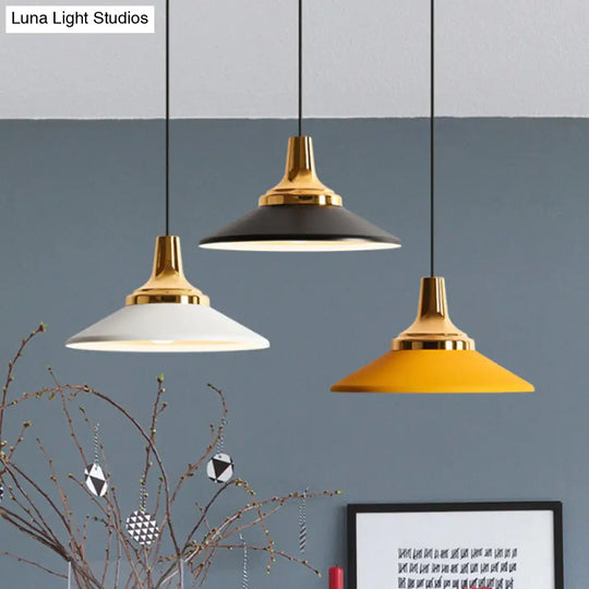 Macaron Aluminum Conical Pendant Light Fixture-1 Black/White Ceiling Lamp