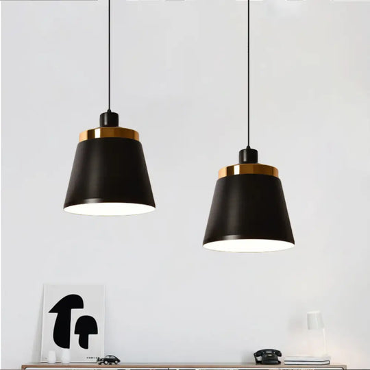 Macaron Aluminum Conical Pendant Light Fixture-1 Black/White Ceiling Lamp Black / B