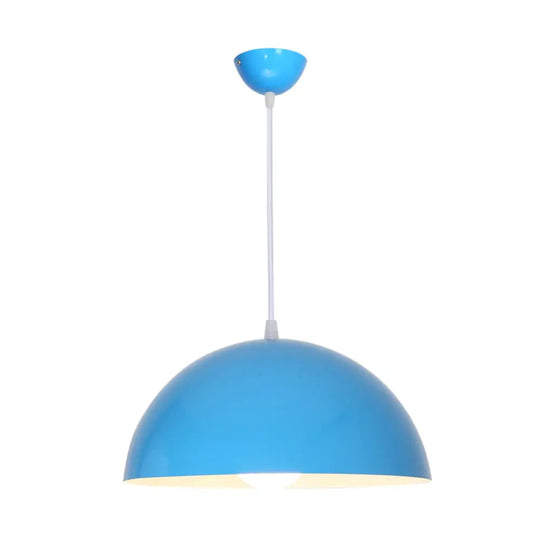 Macaron Aluminum Dome Pendant Light - Red/Blue/Black Commercial-Grade Ceiling Hang For Bedroom Blue