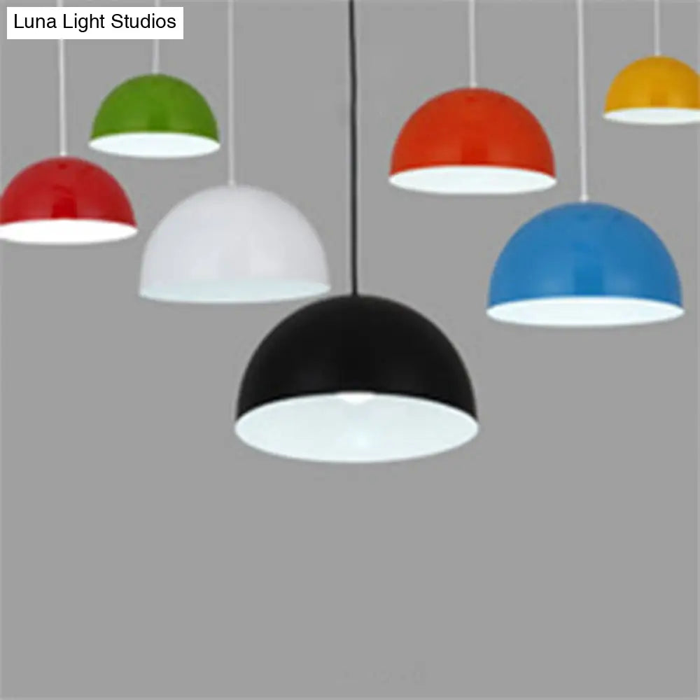 Macaron Aluminum Dome Pendant Light - Red/Blue/Black Commercial-Grade Ceiling Hang For Bedroom