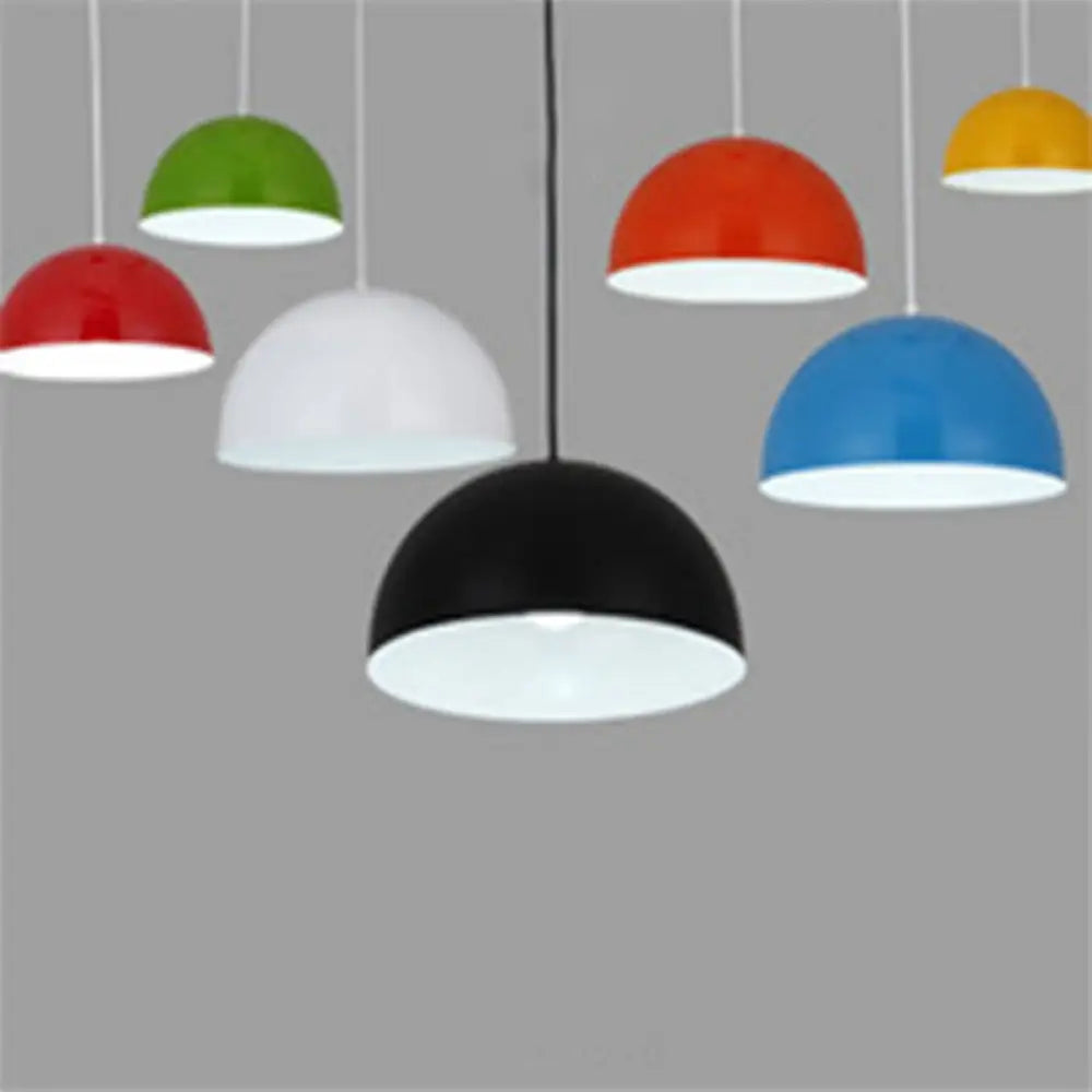 Macaron Aluminum Dome Pendant Light - Red/Blue/Black Commercial-Grade Ceiling Hang For Bedroom Black