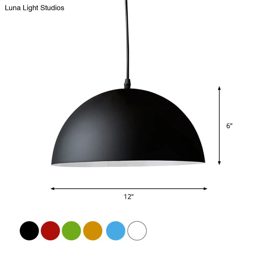 Macaron Aluminum Dome Pendant Light - Red/Blue/Black Commercial-Grade Ceiling Hang For Bedroom