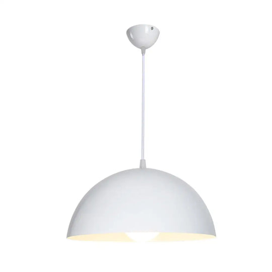 Macaron Aluminum Dome Pendant Light - Red/Blue/Black Commercial-Grade Ceiling Hang For Bedroom White