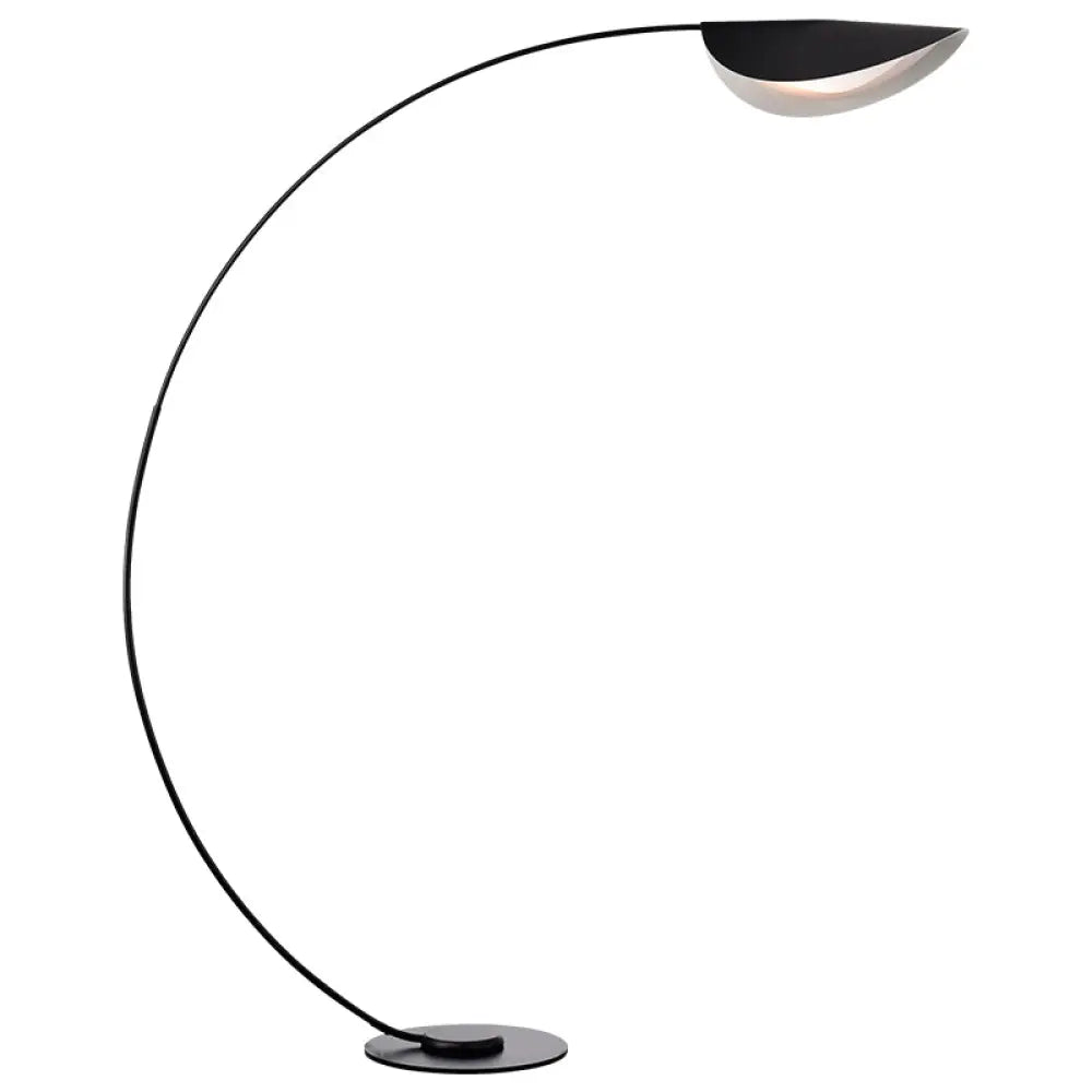 Macaron Arc Floor Lamp With Metallic Finish - 1-Light Stand Up Light For Living Room Bendable Shade