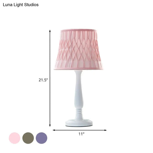 Macaron Barrel Shaped Book Light In Pink/Purple/Green - 1 Bulb Nightstand Lamp For Bedroom