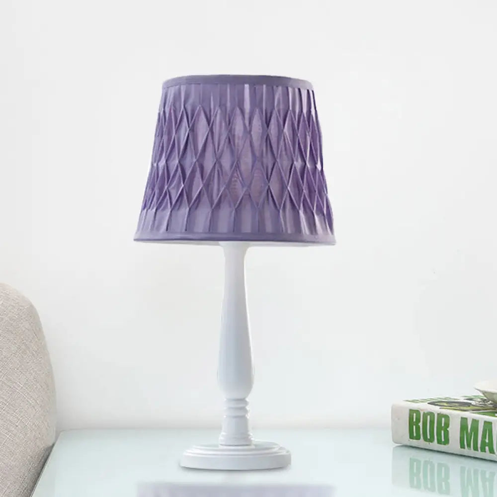 Macaron Barrel Shaped Book Light In Pink/Purple/Green - 1 Bulb Nightstand Lamp For Bedroom Purple