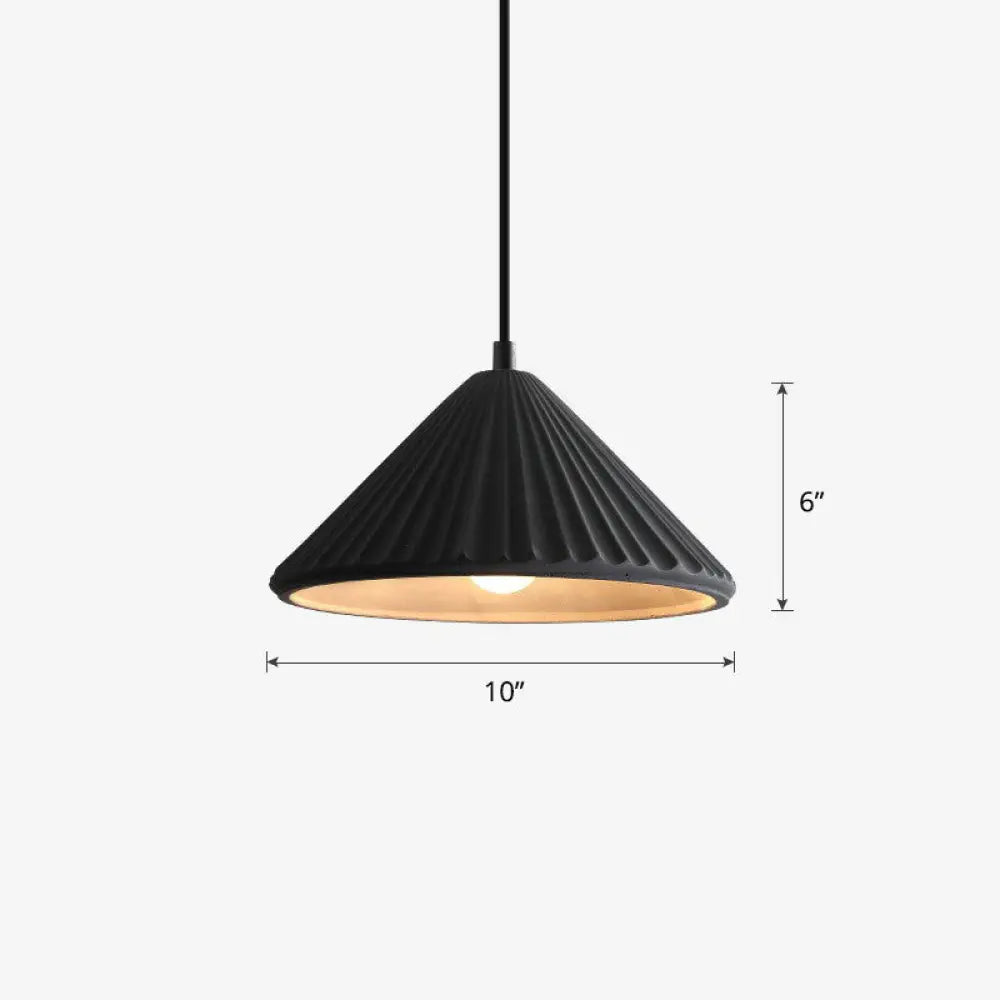 Macaron Cement Conical Pendant Ceiling Light - Single Suspension Fixture For Living Room Black