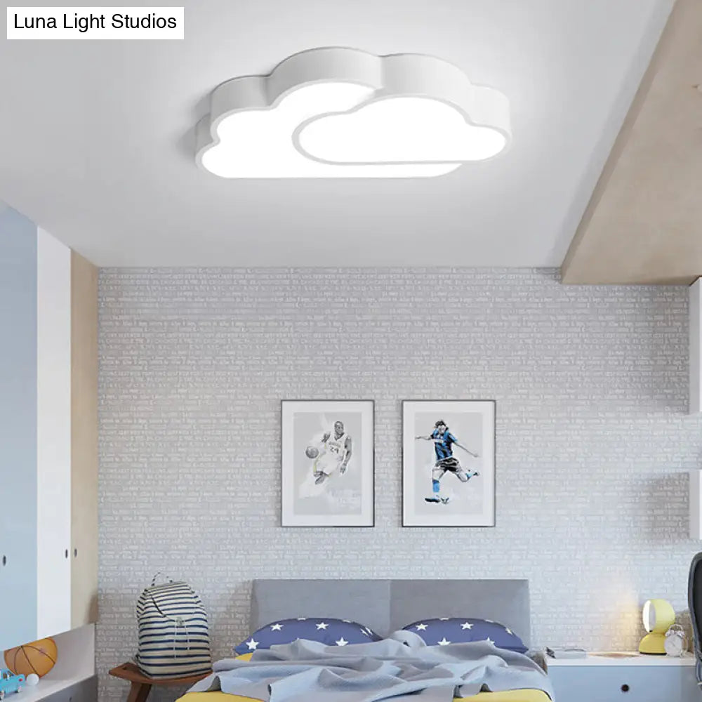 Macaron Cloud Kindergarten Ceiling Light - Acrylic Candy-Colored Flush White / Warm