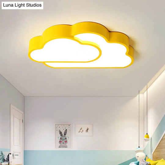 Macaron Cloud Kindergarten Ceiling Light - Acrylic Candy-Colored Flush Yellow / White