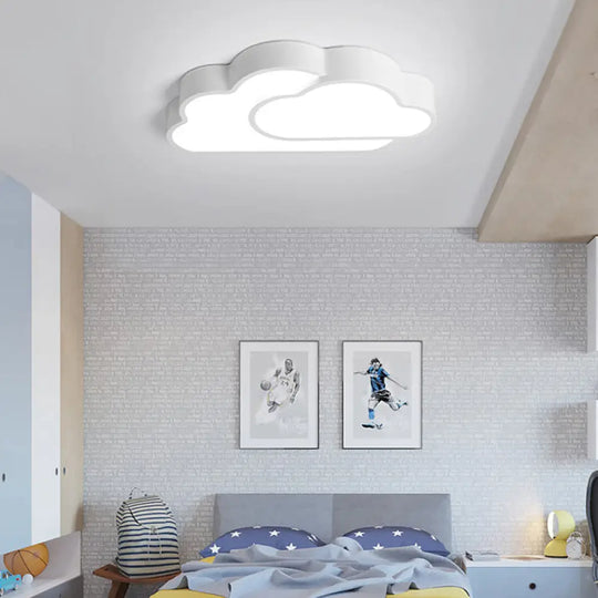 Macaron Cloud Kindergarten Ceiling Light - Acrylic Candy-Colored Flush White / Warm