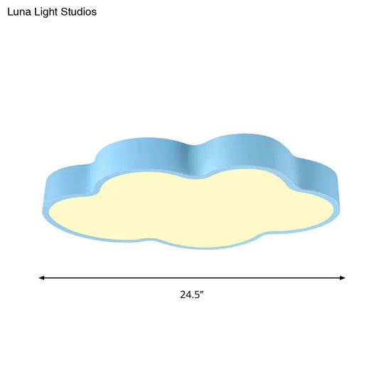 Macaron Cloud Shaped Led Ceiling Light - Acrylic 20.5’/24.5’ Wide White/Blue Ideal For Bedrooms