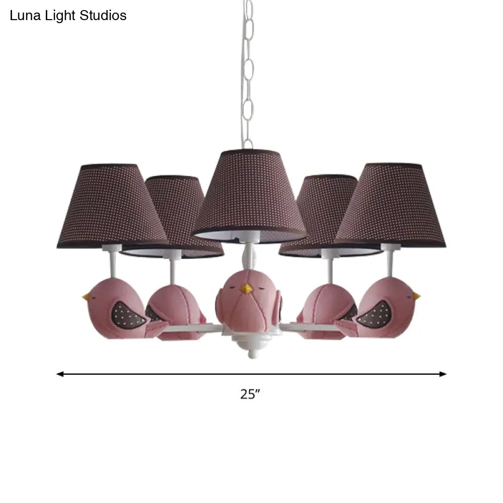 Macaron Colored Bird Chandelier: Resin Pendant Light For Kids Bedroom