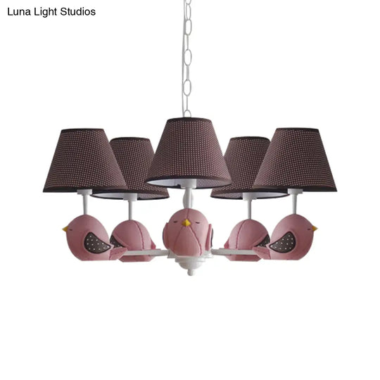 Macaron Colored Bird Chandelier: Resin Pendant Light For Kids Bedroom