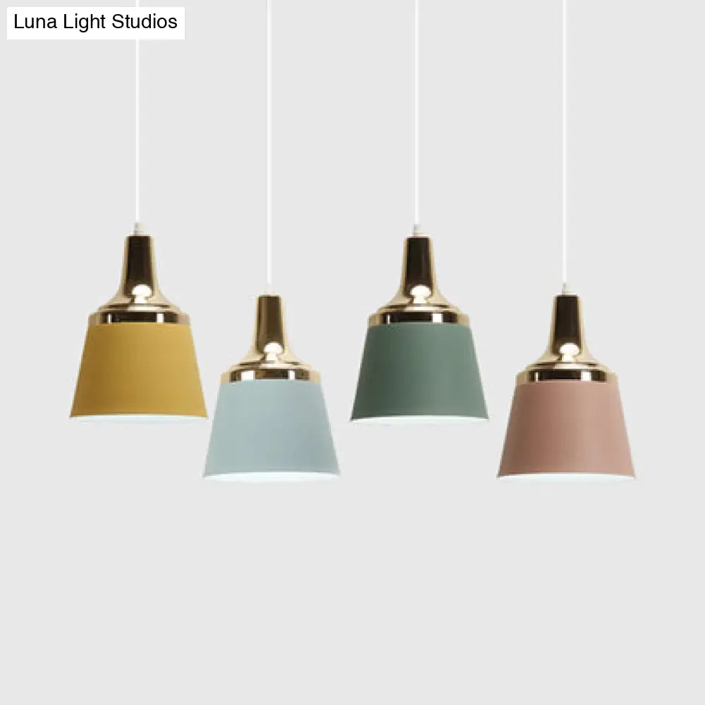 Macaron Colored Pendant Light: Nordic Single Head Cloth Shop Bucket Suspension Design