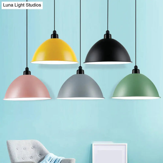 Macaron Dome Pendant Light - Metallic 1 Head Ceiling Lamp For Dining Room