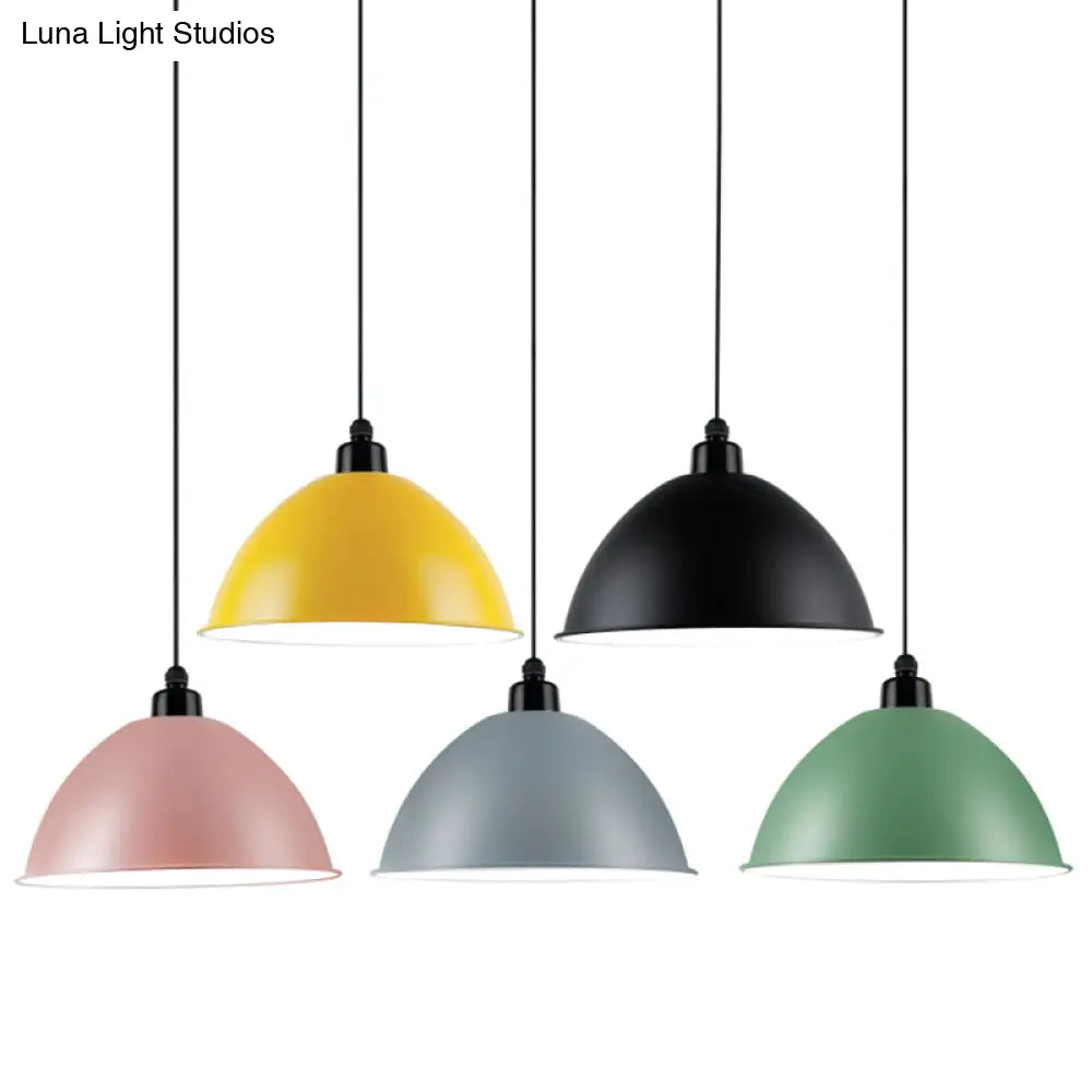 Macaron Dome Pendant Light - Metallic 1 Head Ceiling Lamp For Dining Room