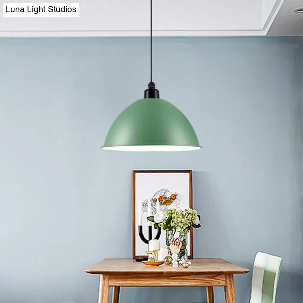 Macaron Dome Pendant Light - Metallic Ceiling Lamp For Dining Room