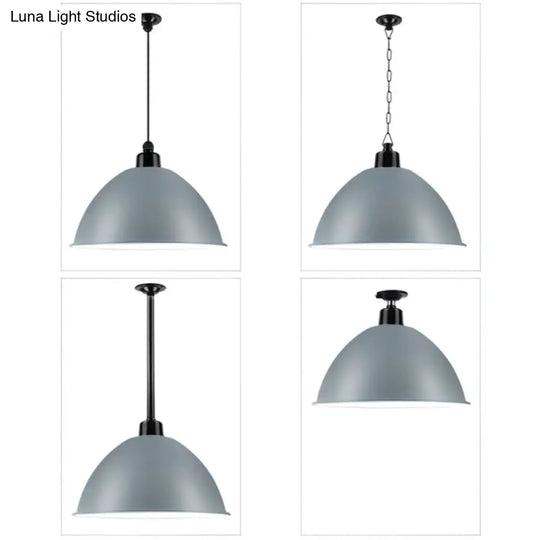 Macaron Dome Pendant Light - Metallic Ceiling Lamp For Dining Room