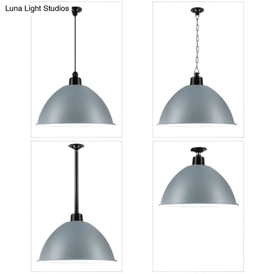 Macaron Dome Pendant Light - Metallic 1 Head Ceiling Lamp For Dining Room