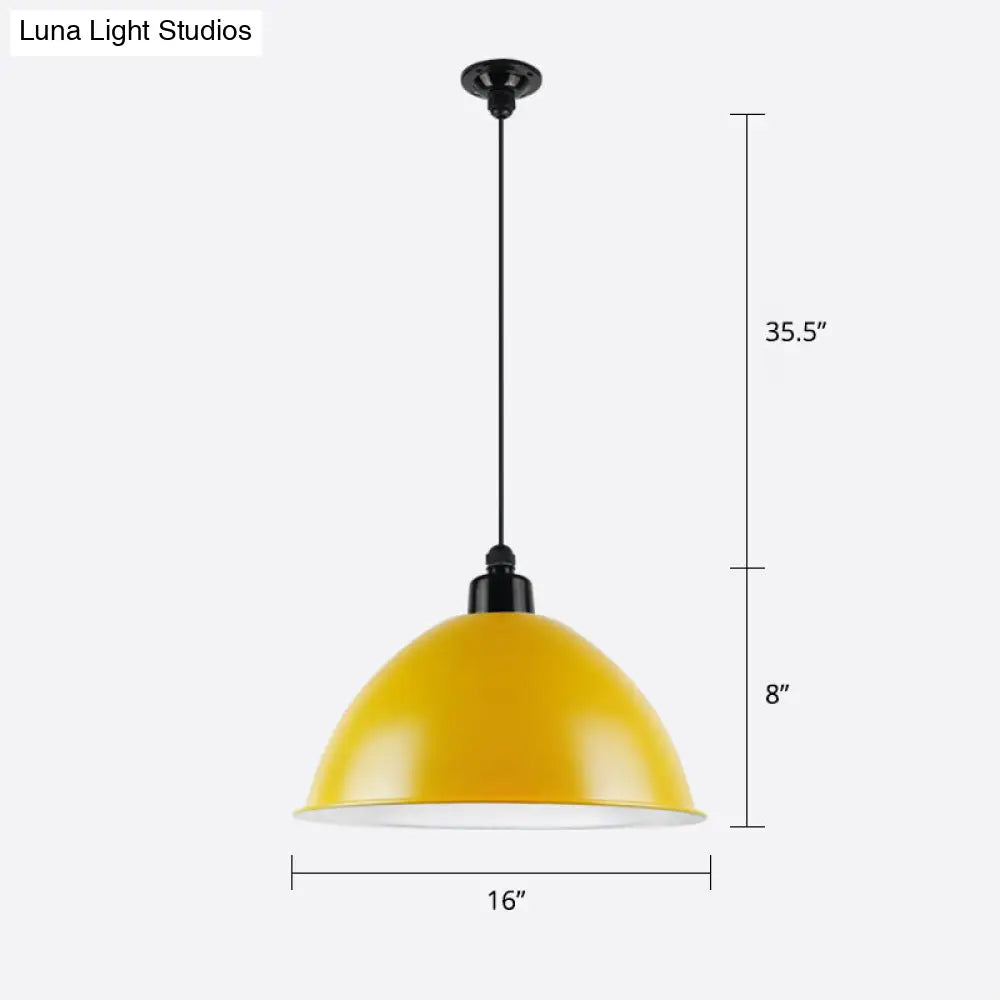 Macaron Dome Pendant Light - Metallic Ceiling Lamp For Dining Room Yellow / 16