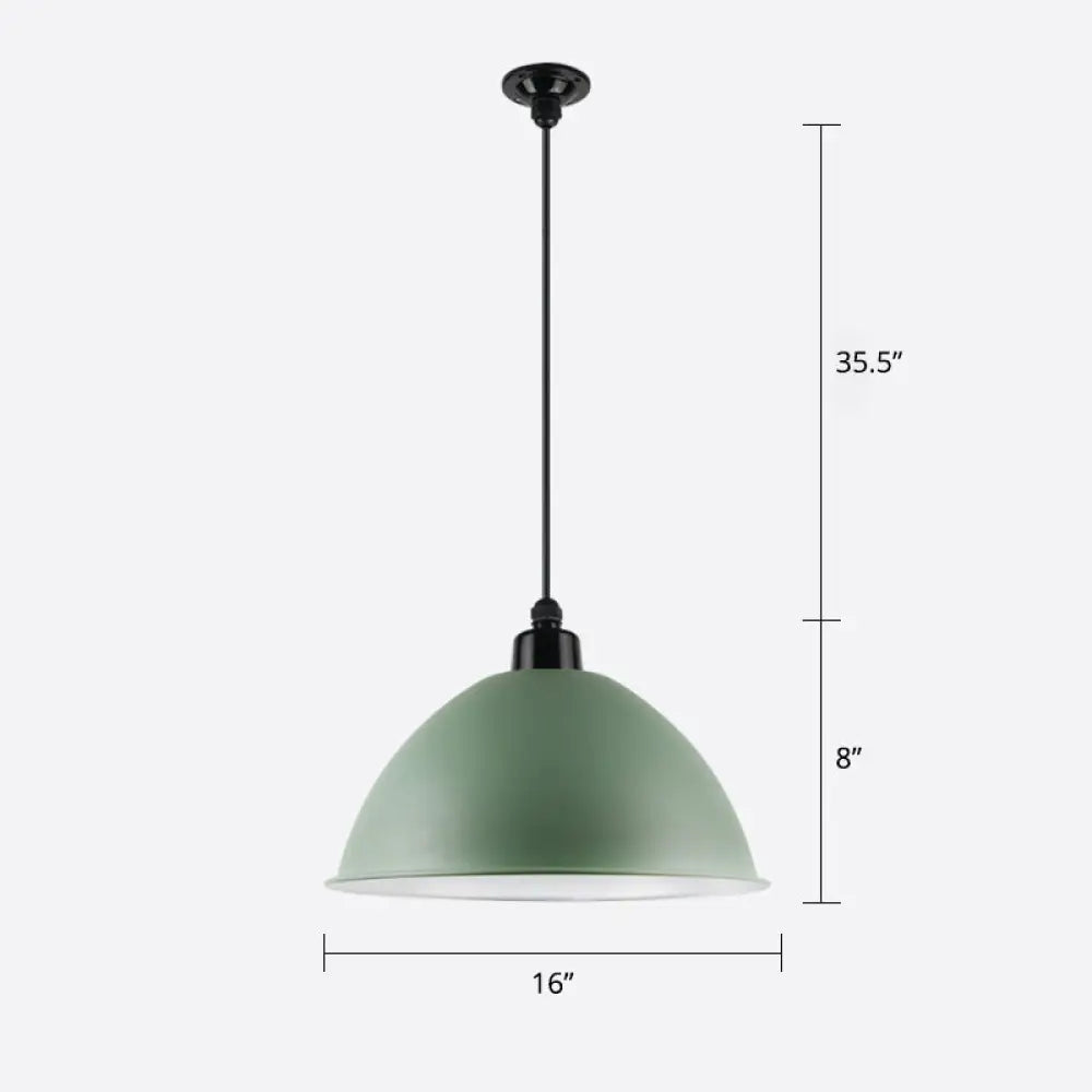 Macaron Dome Pendant Light - Metallic 1 Head Ceiling Lamp For Dining Room Green / 16’