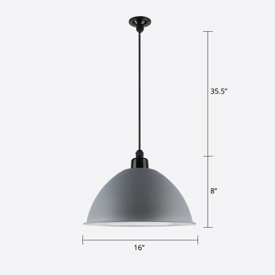 Macaron Dome Pendant Light - Metallic 1 Head Ceiling Lamp For Dining Room Grey / 16’