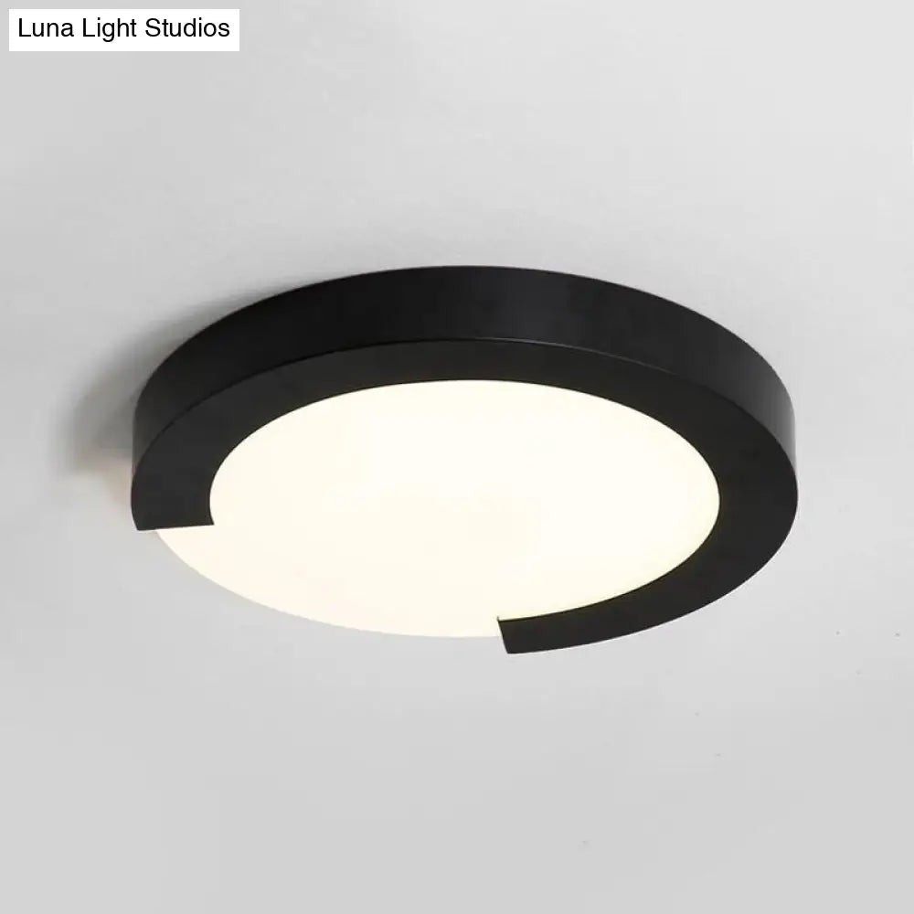 Macaron Flush Mount Ceiling Lights - 16/20 Round In Black/White/Pink