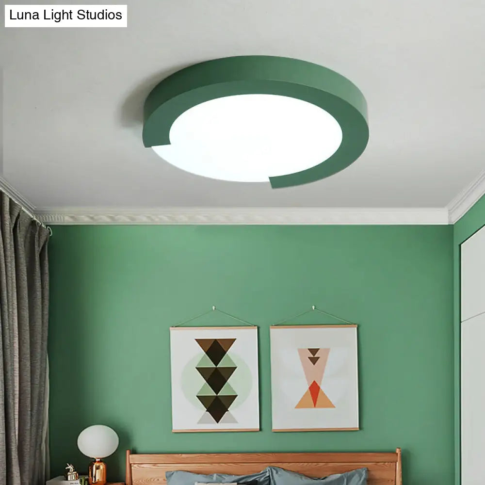 Macaron Flush Mount Ceiling Lights - 16/20 Round In Black/White/Pink Green / 16 Remote Control