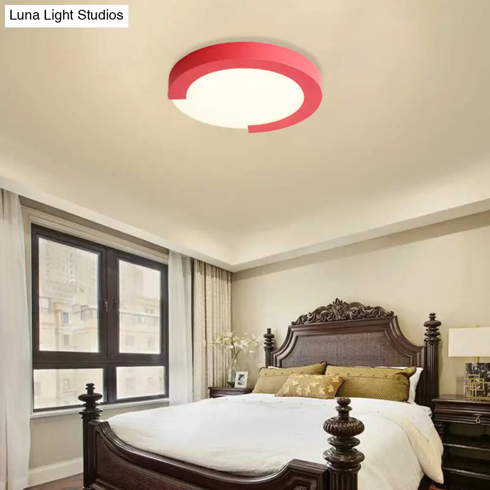 Macaron Flush Mount Ceiling Lights - 16/20 Round In Black/White/Pink Pink / 16 Remote Control